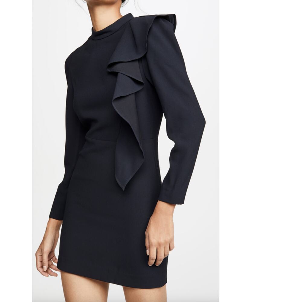 IRO Paris Deteo One Shoulder Ruffle Mini Dress Black US 4 Cocktail Dress